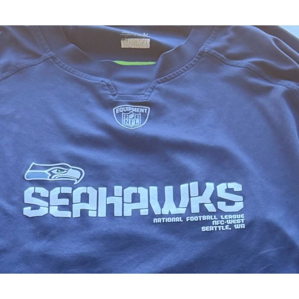 Vintage NFL Mens Seattle Seahawks Performance Equipment T-Shirt XL‎ Blue Y2 - Picture 4 of 9